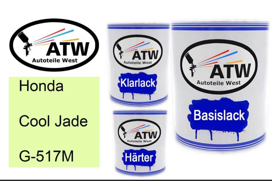 Honda, Cool Jade, G-517M: 1L Lackdose + 1L Klarlack + 500ml Härter - Set, von ATW Autoteile West.